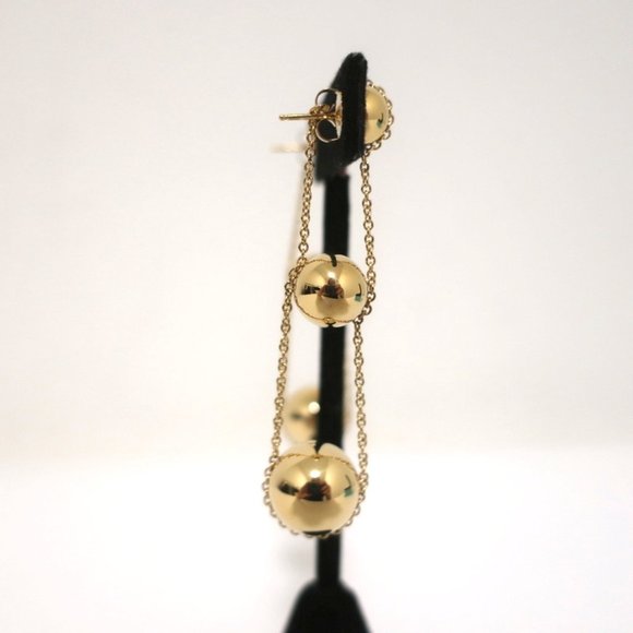 TIFFANY & CO. TIFFANY HARDWEAR TRIPLE DROP EARRINGS 18K GOLD NEW - Picture 5 of 8